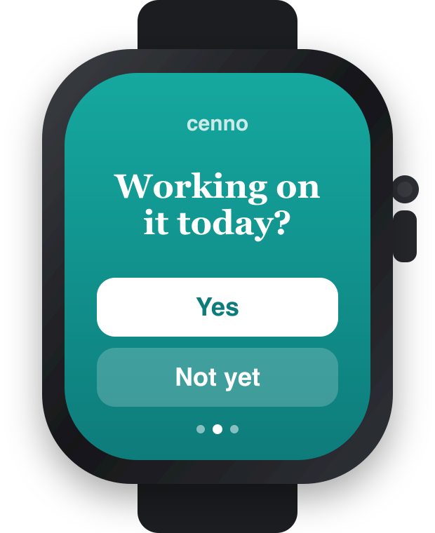 cenno companion on Apple Watch showing a compact prompt with choices